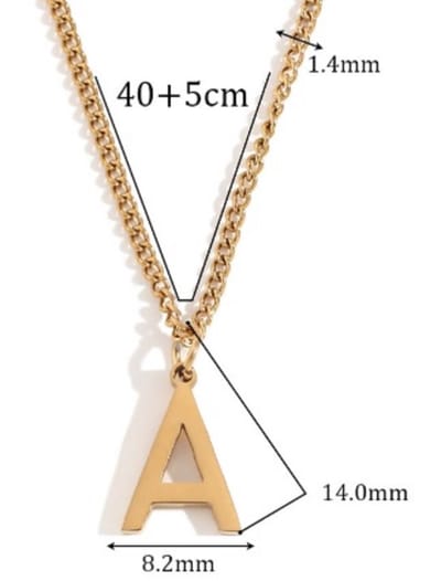 ketting met letter A - necklace with letter a - dames - heren - kleur goud - stainless steel en waterproof - 50 cm - cadeau - moeder en dochter