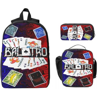 3-delige Balatro Videogame Rugzakset voor Jongen Meisje Etui Sets Schoolrugzakken met Lunchbox voor Schoolleerlingen Daypack