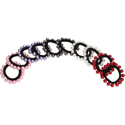 10 stuks Kunstparel Elastisch Elastiek Rekbare Decoratie Kunstparel Haar Touwtjes Hoofdband black