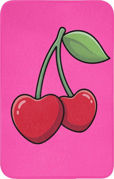 WC mat 50x80 cm - Antislip - Kers - Roze - Fruit - Toiletmat - Vloermat - Douchemat - Toilet tapijt - Toiletmatten
