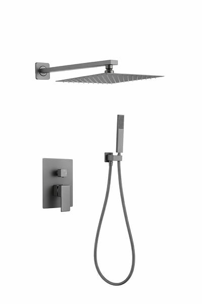 WEBO Rio Vierkant regendoucheset - Inbouw - Gun Metal - Doucheset - 20cm - Stortdouche - Complete doucheset - Handdouche