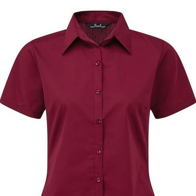 Premier Popeline blouse met korte mouwen / Gewoon werkoverhemd (Bourgondië)
