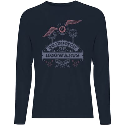 Harry Potter Quidditch At Hogwarts Men's Long Sleeve T-Shirt - Navy - M