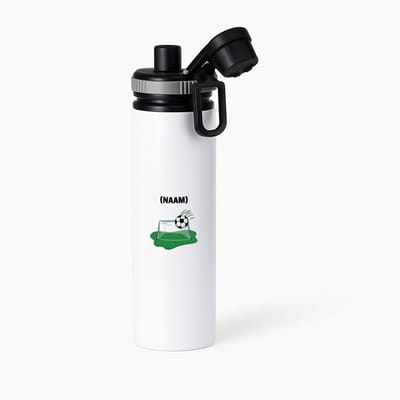 Hacebo® - Voetbal met eigen naam waterfles met draaidop grijs - Voetbal - Voetballer - Sport - water fles - 850ML