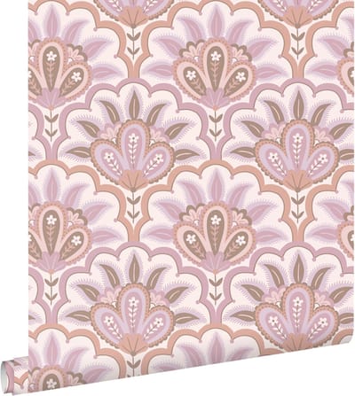 ESTAhome behang oosters barok motief lila paars en roze - 50 x 900 cm - 131033