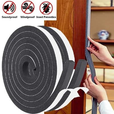 Schuim Afdichting Strip - Tochtstrip Deur - Tocht Weren - Zelfklevend Weerbestendig - 2 Meter - Zwart