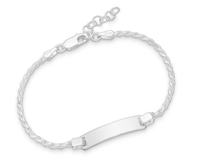 Joy|S - Zilveren armband - graveerarmband voor kinderen - plaat 5.5 mm - rope schakel - leeftijd: 3 tot 6 jaar - maat: zie omschrijving