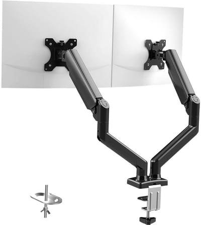 ZoeZo Monitorbeugel - Monitor Arm voor 2 Schermen - 13 t/m 32 Inch Scherm - Dubbele monitorstandaard - In hoogte verstelbaar - Desk Mount - Met klem en Gasveer - Monitor beugel 2 schermen