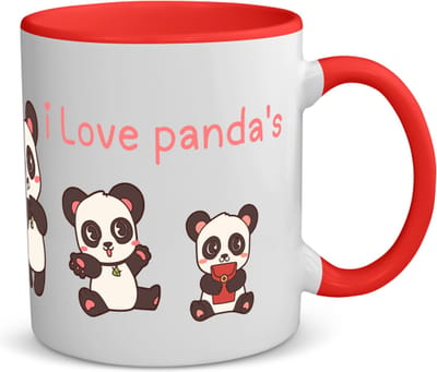 Akyol - i love panda's koffiemok - theemok - rood - Panda - dieren liefhebbers - leuke cadeau voor iemand die van houdt van panda's - verjaardagscadeau - kado - gift - 350 ML inhoud
