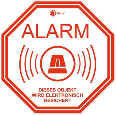 Alarm Stickers Set - Veiligheid Etiketten - Object Beveiliging - UV Bestendig - 10x10 cm - Rood