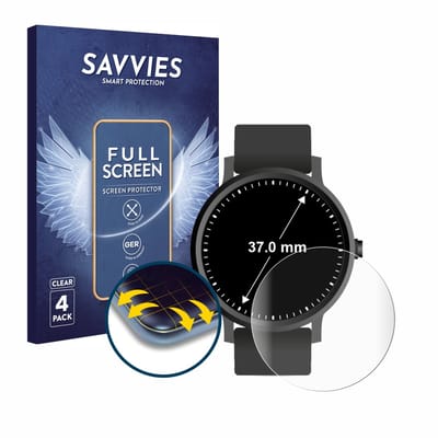 Savvies - Screenprotector voor Ronde Displays (ø: 37 mm) - Folie Beschermfolie transparant volledig dekking 4 Stuks