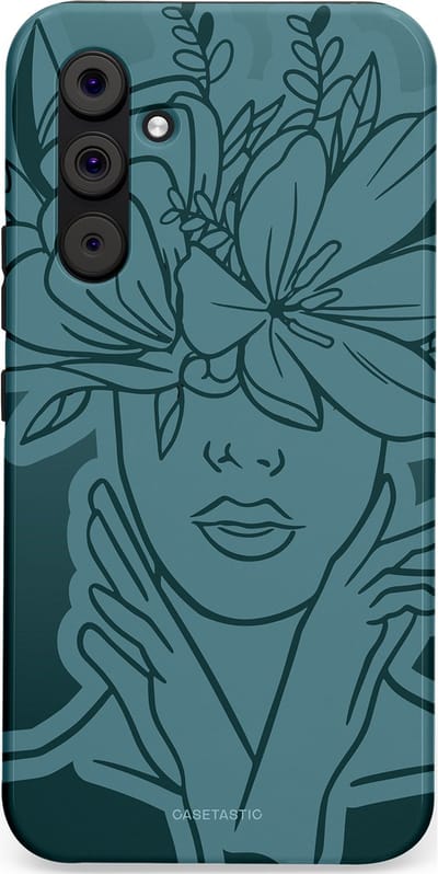 Casetastic hoesje geschikt voor Samsung Galaxy A54 (2023) 5G - Dubbellaagse bescherming - Flora Femme - Fashion Case - Petrol Donkergrijs Grijs