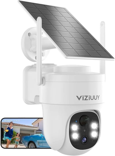 Draadloze Buiten Beveiligingscamera met Zonnepaneel, 3MP, 360 Graden Wifi en Kleuren Nachtzicht