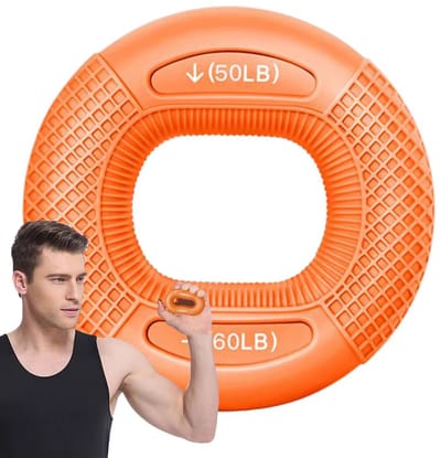 Siliconen Vingertrainer Ring – Hand- en Polsversterker, Spiertrainer Vingers en Pols, Carpaal Expander, Fitness Oefeningen, Workout, Gym, Revalidatie - Oranje