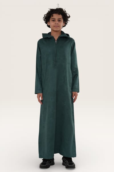 Kinderen Jongens Groene Capuchon Eid Marokkaanse Jubba Gewaad Ramadan Eid Thobe LFS - K-HM12