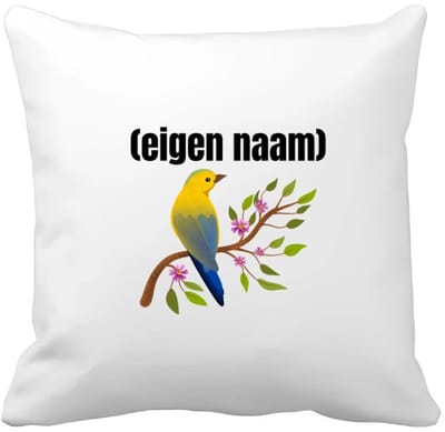 Akyol - vogel in een boom met eigen naam Kussen hoes - Vogels - dieren liefhebber - iemand die houdt van vogels - verjaardag - cadeau - kado - geschenk - 40 bij 40 cm