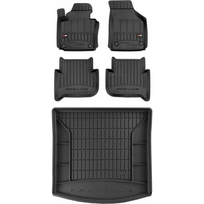 FROGUM PROLINE 3D Set - Rubberen Automatten + Kofferbakmat - Geschikt voor VW TOURAN I (2003-2010) - 7-persoons - Zwart