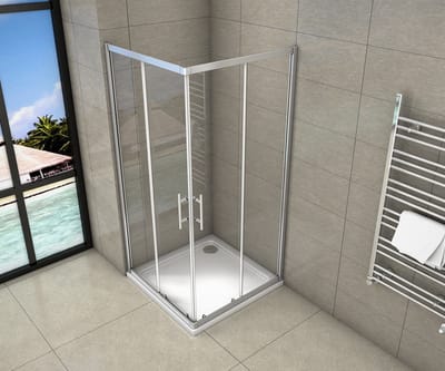 Serie Ixia - Douchecabine Rechthoek - 70x80 Schuifdeur - Chroom - Hoekinstap - 6mm Helder Glas