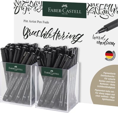 Faber-Castell tekenstift - Pitt Artist Pen - Fude - H/M - display 60 stuks - zwart - FC-167860
