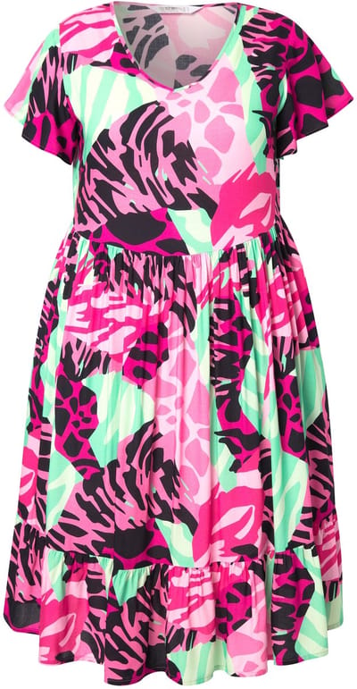 Angel of Style - Dames - Jurk A-lijn opvallende dierenprint-patch - Hibiscusrood - Maat 44
