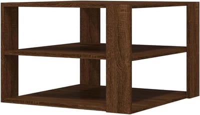 vidaXL Salontafel 58x58x40 cm bewerkt hout bruin eikenkleurig, bijzettafel, woonkamertafel, middentafel, banktafel, bank tafel, accenttafel