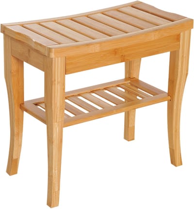 Homcom Douchebank-Bamboe-47,5L x 26B x 44,5H cm-Natuurlijk hout