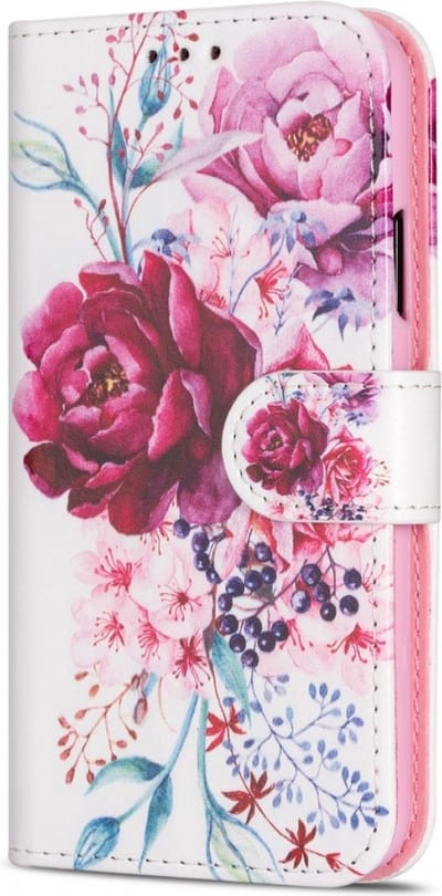 Cityhoesje-iPhone 12 Pro Max Bookcase Incl. Pasjeshouder / Pioenrozen