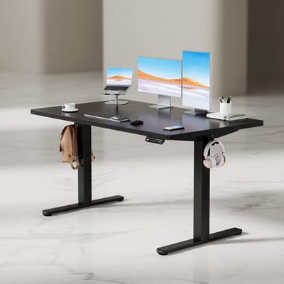 Elektrisch Zit-Sta Bureau 140x80 cm met Dubbele Motor, Geheugenstanden, 100 kg Draagkracht, Stil & Verstelbaar Hoogte Bureau – Mobili Bella