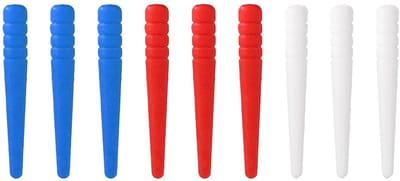 Dailygoods- Cribbage-haringen 9 stuks - Kunststof Pennen - Geschikt voor 0,32 cm Gaten - Traditionele Insteekbordset - Kleur: Rood/Blauw/Wit - Lengte 28,5 mm - Spelpennen