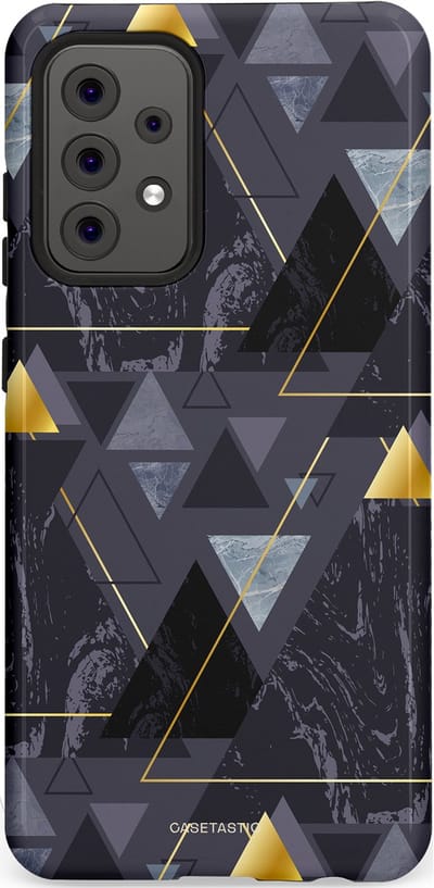Casetastic hoesje geschikt voor Samsung Galaxy A52 (2021) 5G / Samsung Galaxy A52 (2021) 4G - Dubbellaagse bescherming - Zwart Goudpatroon - Fashion Case - Donkergrijs Grijs