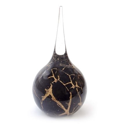 Loranto - Urn - Mini Urn Druppel - Zwart/Bladgoud - 200 ml - Glas