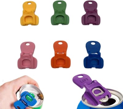 6-Pack Eenvoudige Ring Pull Blikopener - Drankbeschermer - Volledig Deksel Eenvoudige Blikopener - Handmatige Frisdrankblikopener Plastic Drankblikdeksel - Beschermer - Gekleurde Blik Ring Pull Deksel - Frisdrankblikje - Blikopener Gereedschap