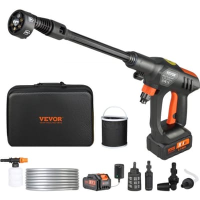 VEVOR Accu-Hogedrukreiniger, Draadloze Waterdrukreiniger, Spuitpistool, Hogedrukreinigerpistool (250w 21v, 50bar, voor Mobiele Reiniging en Irrigatie, 4l/Min, Incl. Accessoires, Oplader)