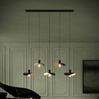 EGLO Stars of Light hanglamp Saceda, 5-lamps, zwart/goud