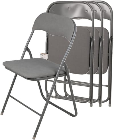 Urban Living Klapstoel - 4x - met stoffen zitting - antraciet - 44 x 45 x 80 cm - metaal - Bijzet stoelen - Inklapbaar