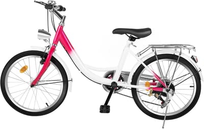 Kinderfiets 6 versnellingen - Meisjesfiets 20 inch - Vrije tijd buiten - 85% voorgemonteerd - Geschikt 140-162 cm - Roze wit