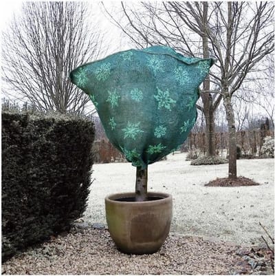 Duurzame plantenhoes tegen vorst met aantrekkoord groen wintermotief 1 meter x 75 cm 200 g/m2 - 100% natuurlijke beschermhoes - Winterafdekhoes - Winterhoes voor planten - Anti-vorst beschermhoes planten - Vorstbescherming - Biologische winterhoes