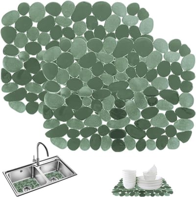 2 stuks gootsteenmat 30 x 40 cm, gootsteen inzetmat, pvc gootsteen beschermer, spoelmat voor spoelbakken, snijdbare beschermmat voor gootsteen, spoelbak beschermmat voor bestek, glaswerk, groenten
