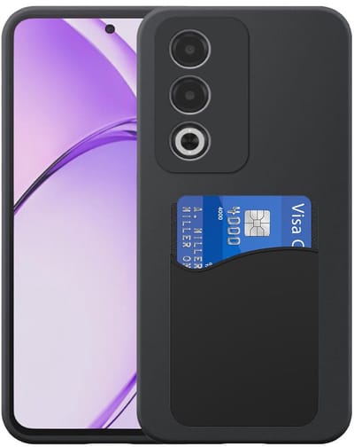 Geschikt voor Oppo A3 Pro / A80 Telefoonhoesje met Siliconen Pasjeshouder - Flexible Back Cover Case Siliconen TPU with Silicone Cardslot - Zwart - Smartphonica geschikt voor Oppo A3 Pro;Oppo A80