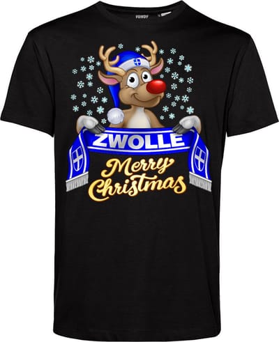 T-shirt Zwolle | Foute Kersttrui Dames Heren | Kerstcadeau | Pec Zwolle supporter | Zwart | maat XS