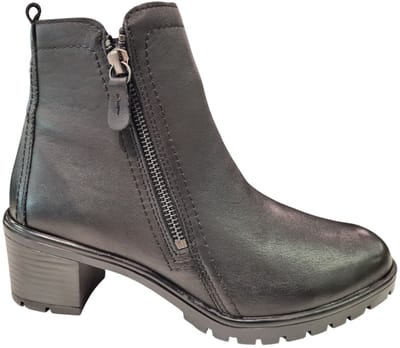 Longo Zwarte Leren Dames Enkellaarzen - Zwart - 38
