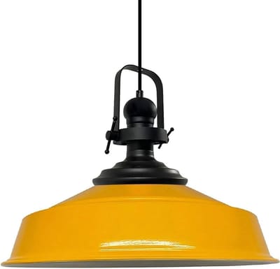 Bamyum Black-Asletl Hanglamp Industrieel Geel Metaal Ø40 cm, Vintage Hanglamp, E27 Pendellamp