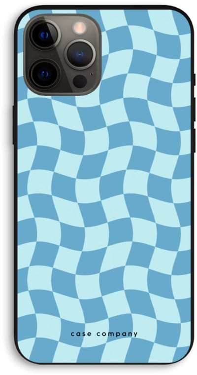 Case Company® - Hoesje geschikt voor iPhone 12 Pro Max hoesje - Grid Blauw - Biologisch Afbreekbaar Telefoonhoesje - Bescherming alle Kanten en Schermrand