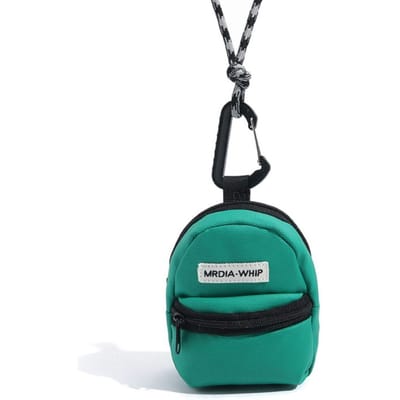 Porte-monnaie suspendu au cou, nouveau sac de rangement pour écouteurs en polyester, mini portefeuille antivol, couleur contrastée, petit sac à clés vert