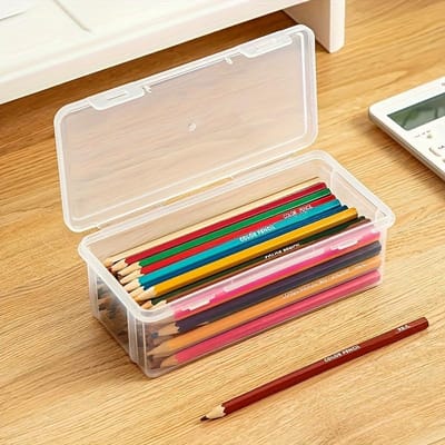 1/5 stuks Transparante Plastic Opbergdoos Om Kleine Voorwerpen Speelgoed Ornamenten Sieraden Stickers Kaarten Organizer Met Gesp DIYspullen beige
