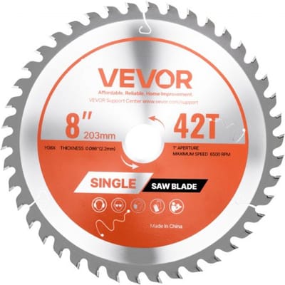 VEVOR cirkelzaagblad (203 mm φ & 42 scherpe tanden & 2,2 mm dikte) Ideaal voor multiplex OSB hardhout, compatibel met cirkelzaag, gelegeerd zaagblad met geluiddempende verwarmingskanalen