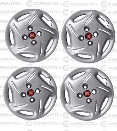 4 x Fiat wieldoppen 13 inch zilver Panda 169 uit 2003, fiat 600 uit 1998
