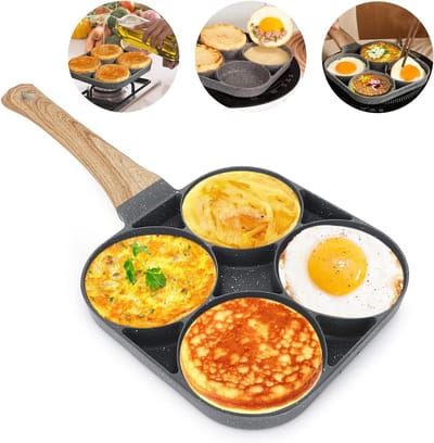 Allecto plus - Multifunctionele pannenkoekenpan met anti-aanbaklaag voor inductiekookplaat en gasfornuis met 4 gaten