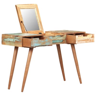 vidaXL - Kaptafel - met - spiegel - 112x45x76 - cm - massief - gerecycled - hout