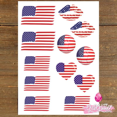 GetGlitterBaby® - Plak Tattoos WK Voetbal EK / Tijdelijke Tattoo Sticker / Nep Tatoeage / Rood Wit Blauw Oranje Gezicht en Lichaam Smink Versiering - Amerika / Verenigde Staten / USA / United States of America